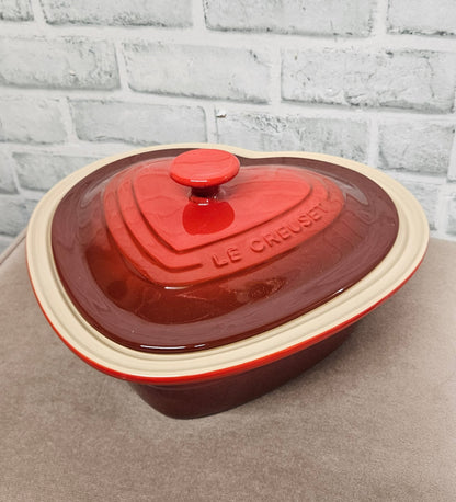 Le Creuset Red Heart Shaped Cerise Bakeware Casserole Dish