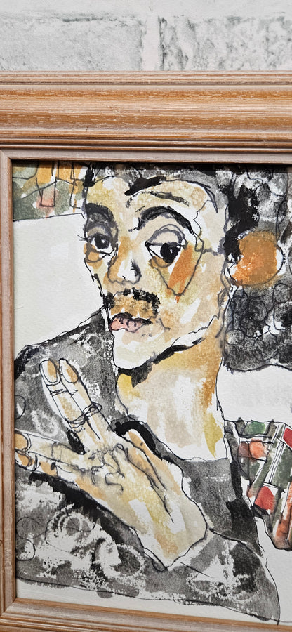 Watercolour Sketch 'Egon Schiele' by Linda Miles (1947-2020) 'Painter & Art Teacher'