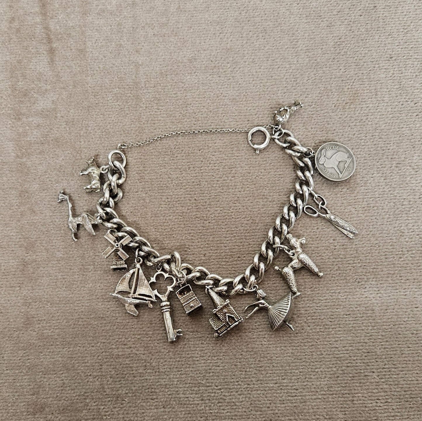 Vintage Sterling Silver Charm Bracelet with Charms