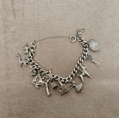 Vintage Sterling Silver Charm Bracelet with Charms