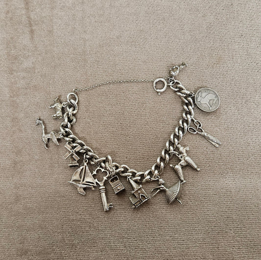Vintage Sterling Silver Charm Bracelet with Charms