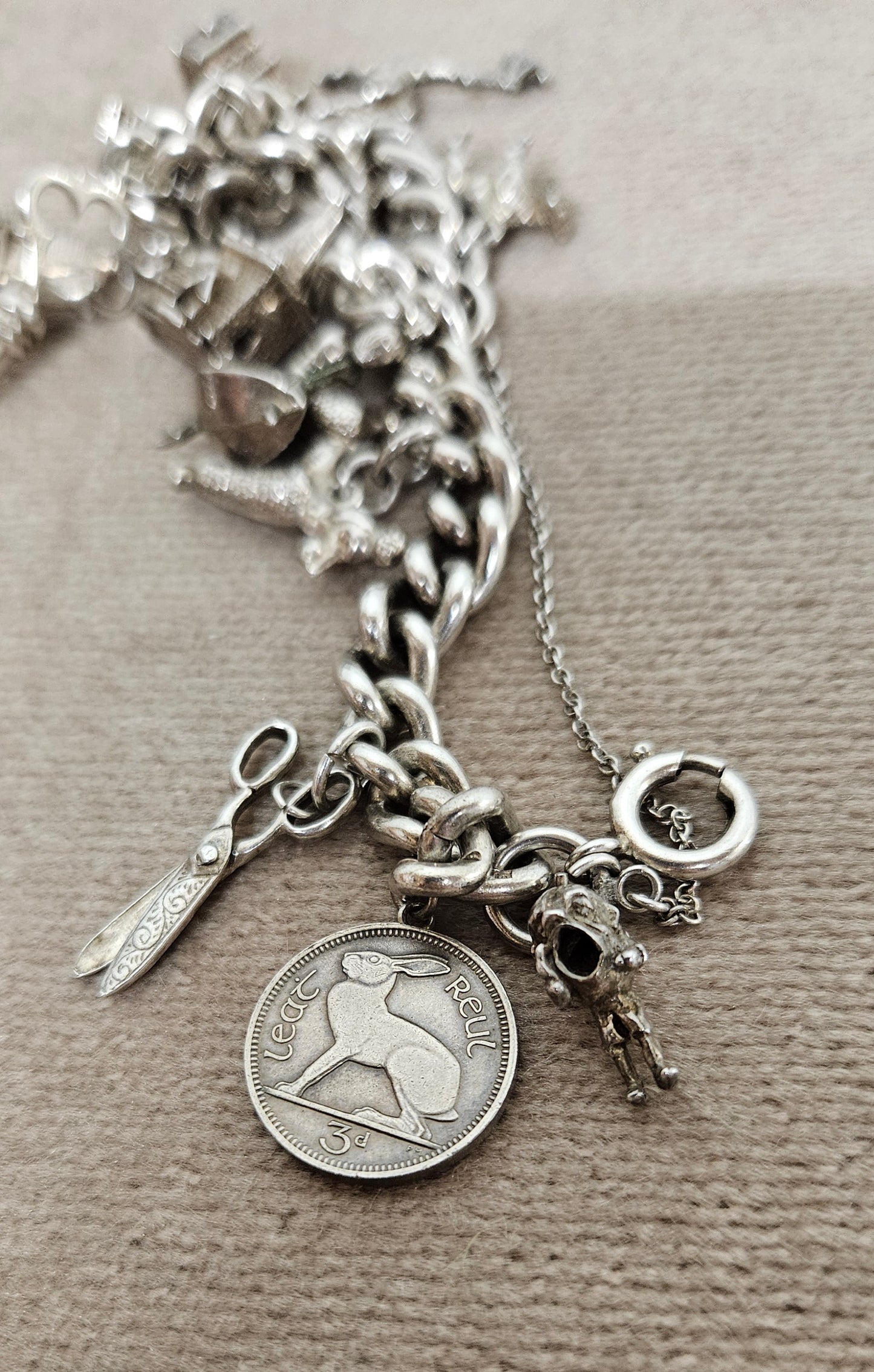 Vintage Sterling Silver Charm Bracelet with Charms
