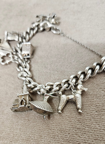 Vintage Sterling Silver Charm Bracelet with Charms
