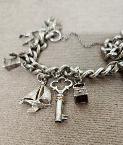 Vintage Sterling Silver Charm Bracelet with Charms
