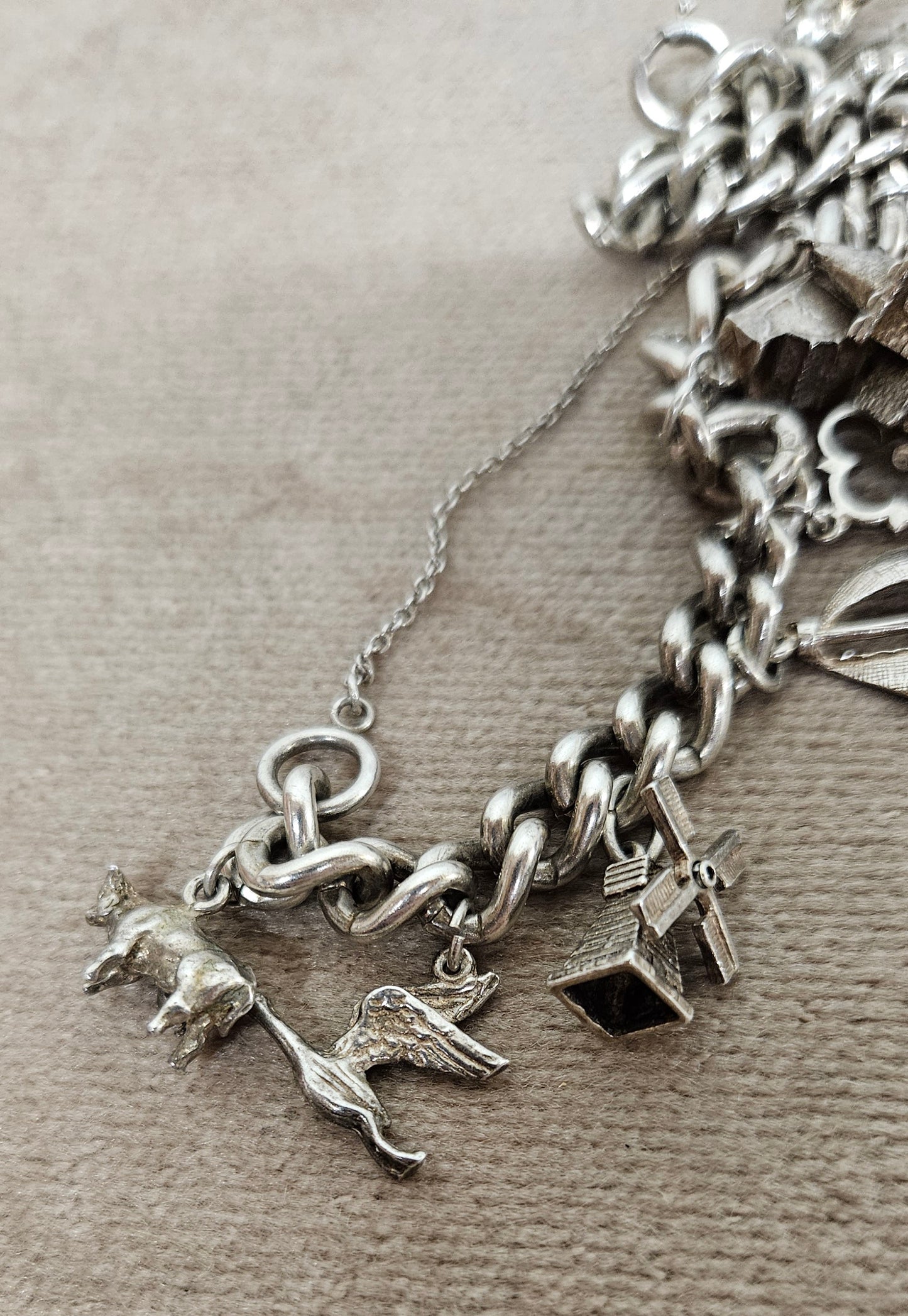 Vintage Sterling Silver Charm Bracelet with Charms