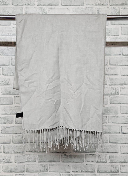 Pashmina Cashmere and Seta Grey Scarf with Tassels