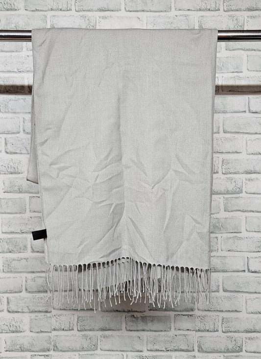 Pashmina Cashmere and Seta Grey Scarf with Tassels