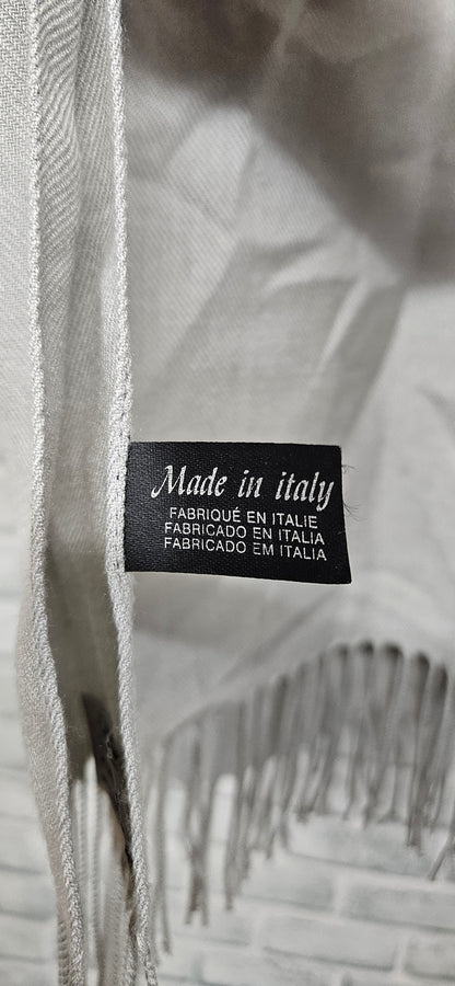 Pashmina Cashmere and Seta Grey Scarf with Tassels