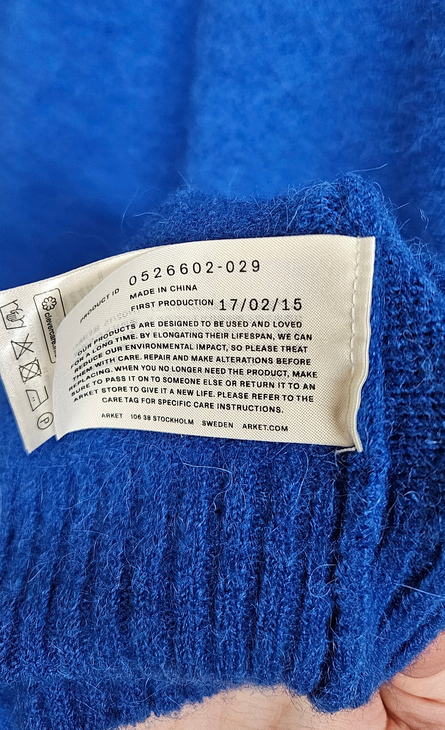 Arket Cobalt Blue Crewneck Jumper Size Medium