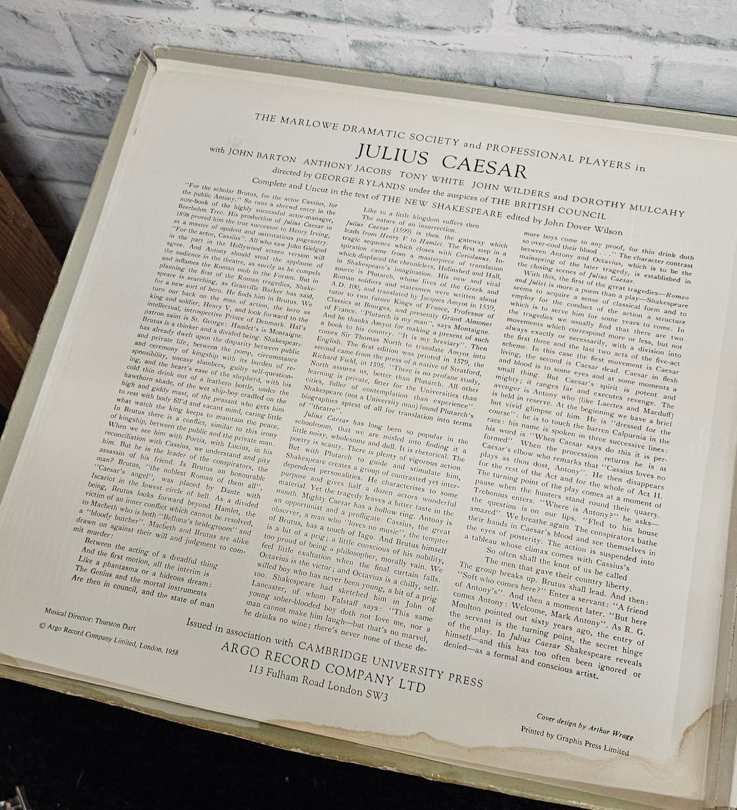 The Marlowe Dramatic Society And Professional Players, George Rylands, William Shakespeare ‎– Julius Caesar 3LPs