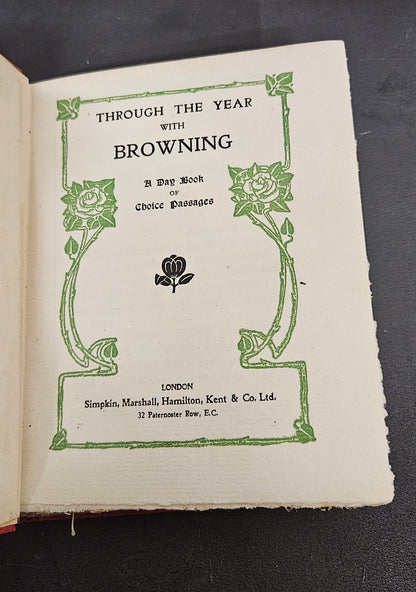 Through the Year with Browning A Day Book of Choice Passages Hardback