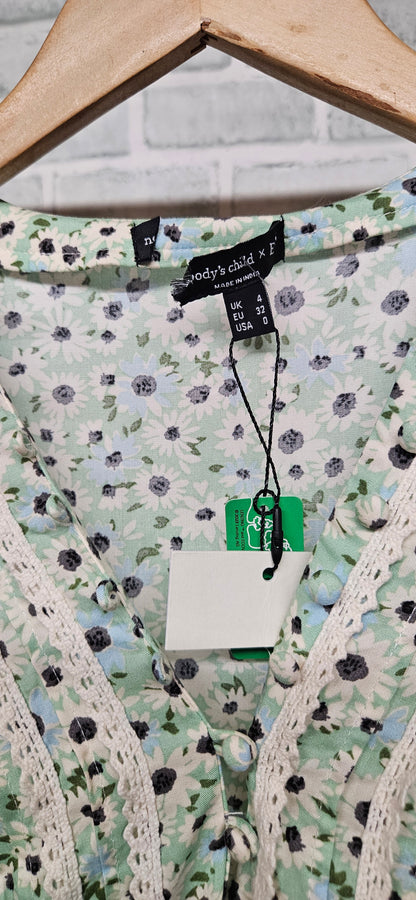 Nobody's Child x Elizabeth Scarlett Green Ditsy Saffy Midi Dress Size 4