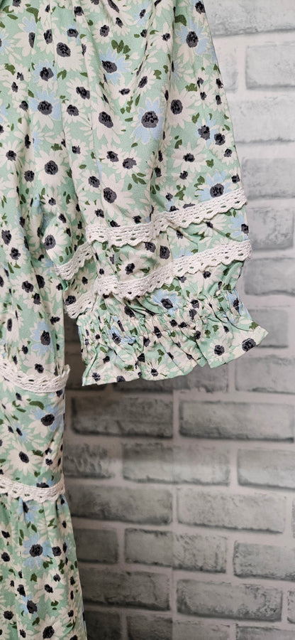 Nobody's Child x Elizabeth Scarlett Green Ditsy Saffy Midi Dress Size 4