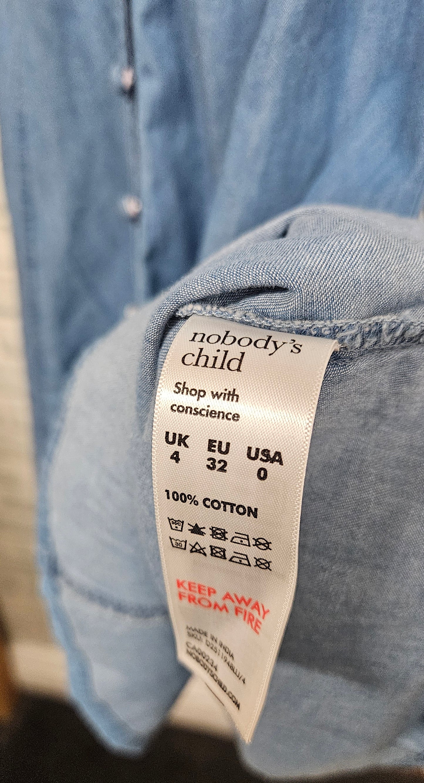 Nobody's Child Blue Magnolia Denim Mini Dress Size 4