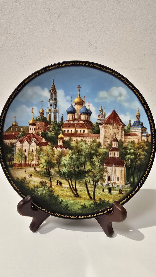 1990 Russian Vintage porcelain collector's plate - Trinity Monastry, Zagorsk