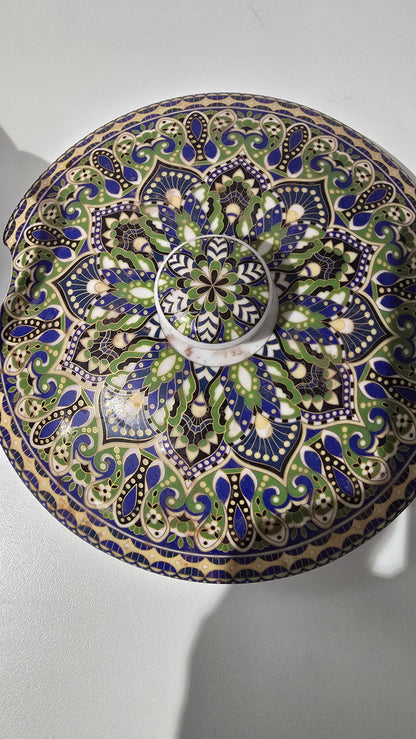 Moroccon Ceramic Soup Tureen Set - Lidded Bowl and Ladle