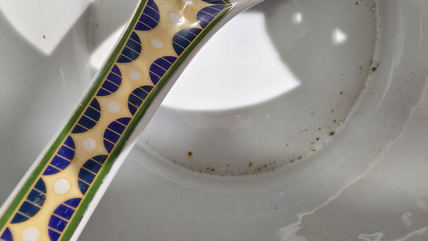 Moroccon Ceramic Soup Tureen Set - Lidded Bowl and Ladle