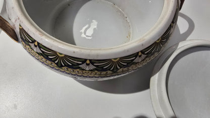 Moroccon Ceramic Soup Tureen Set - Lidded Bowl and Ladle