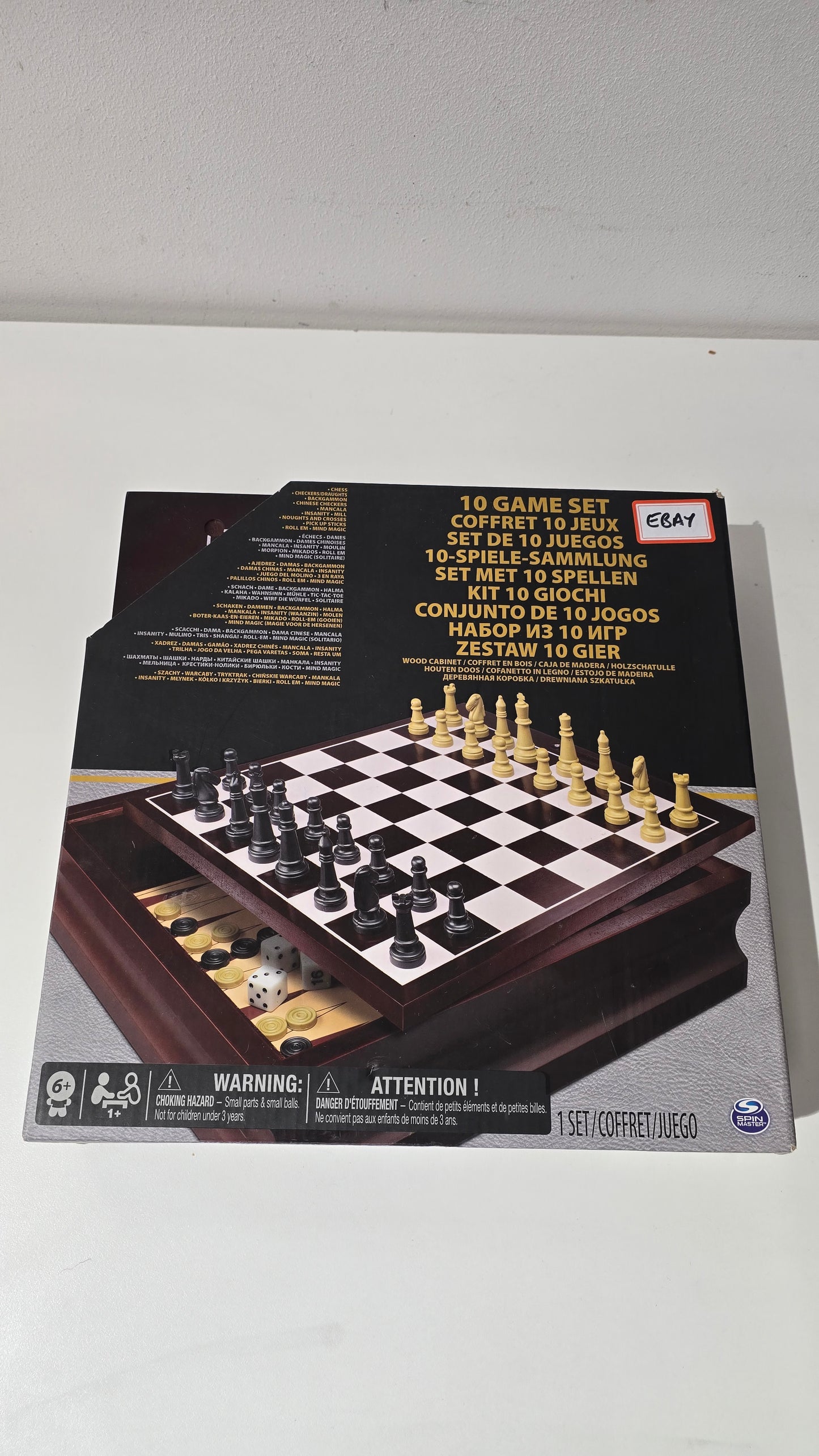 Spin Master 10 Game Set in Wooden Cabinet