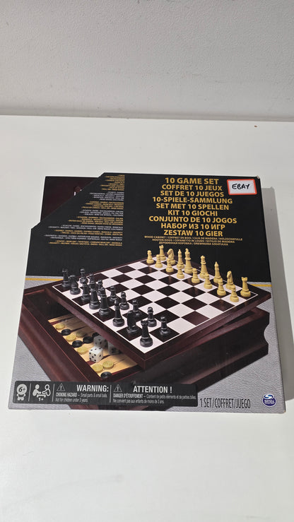 Spin Master 10 Game Set in Wooden Cabinet