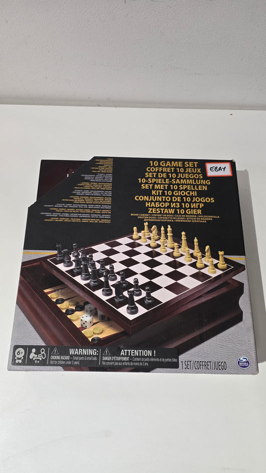 Spin Master 10 Game Set in Wooden Cabinet