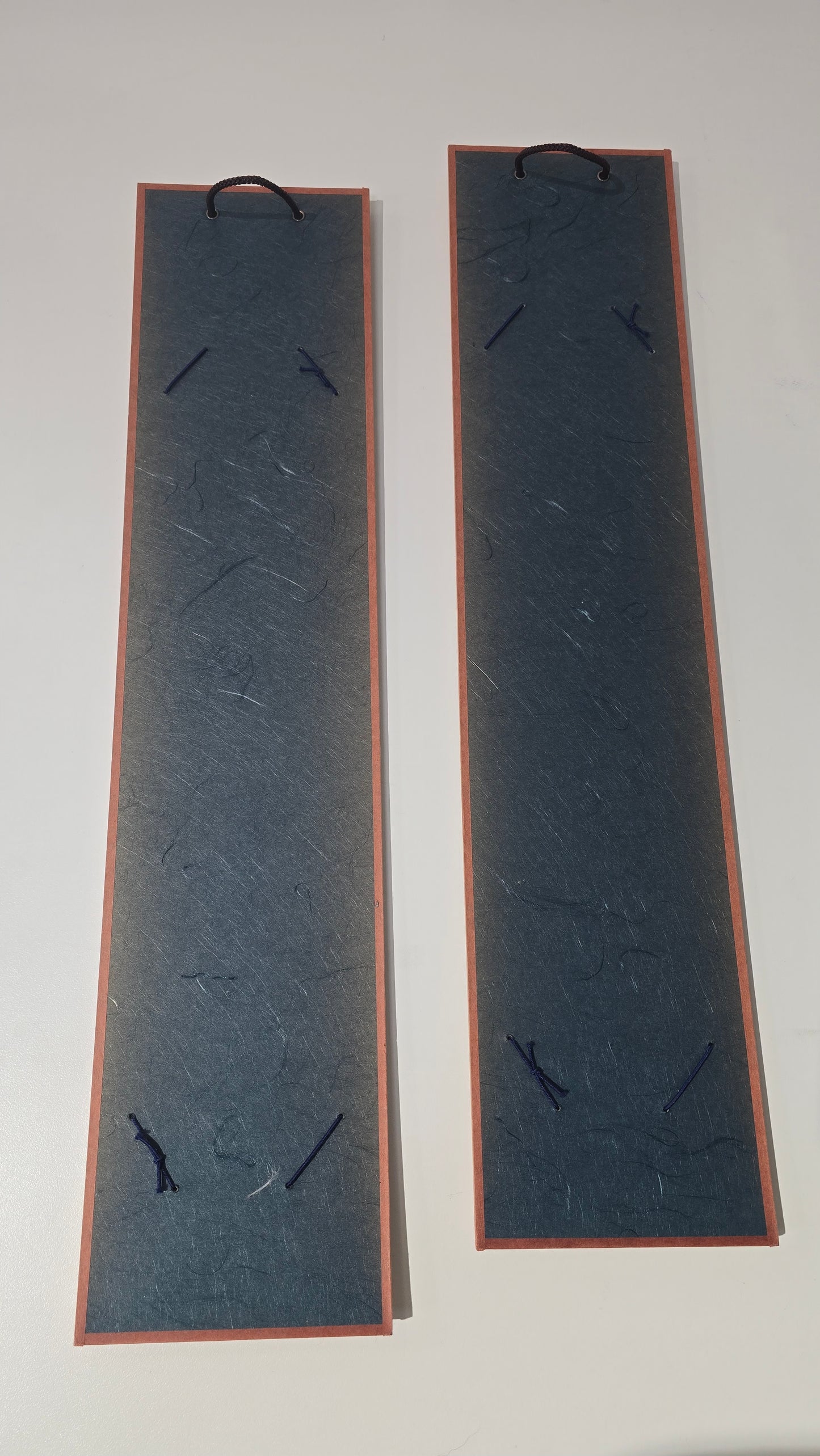 Vintage Japanese Chokin Mixed Metal Panels Silk Obi Katsura Village Pair