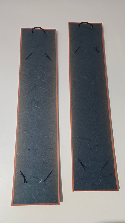Vintage Japanese Chokin Mixed Metal Panels Silk Obi Katsura Village Pair