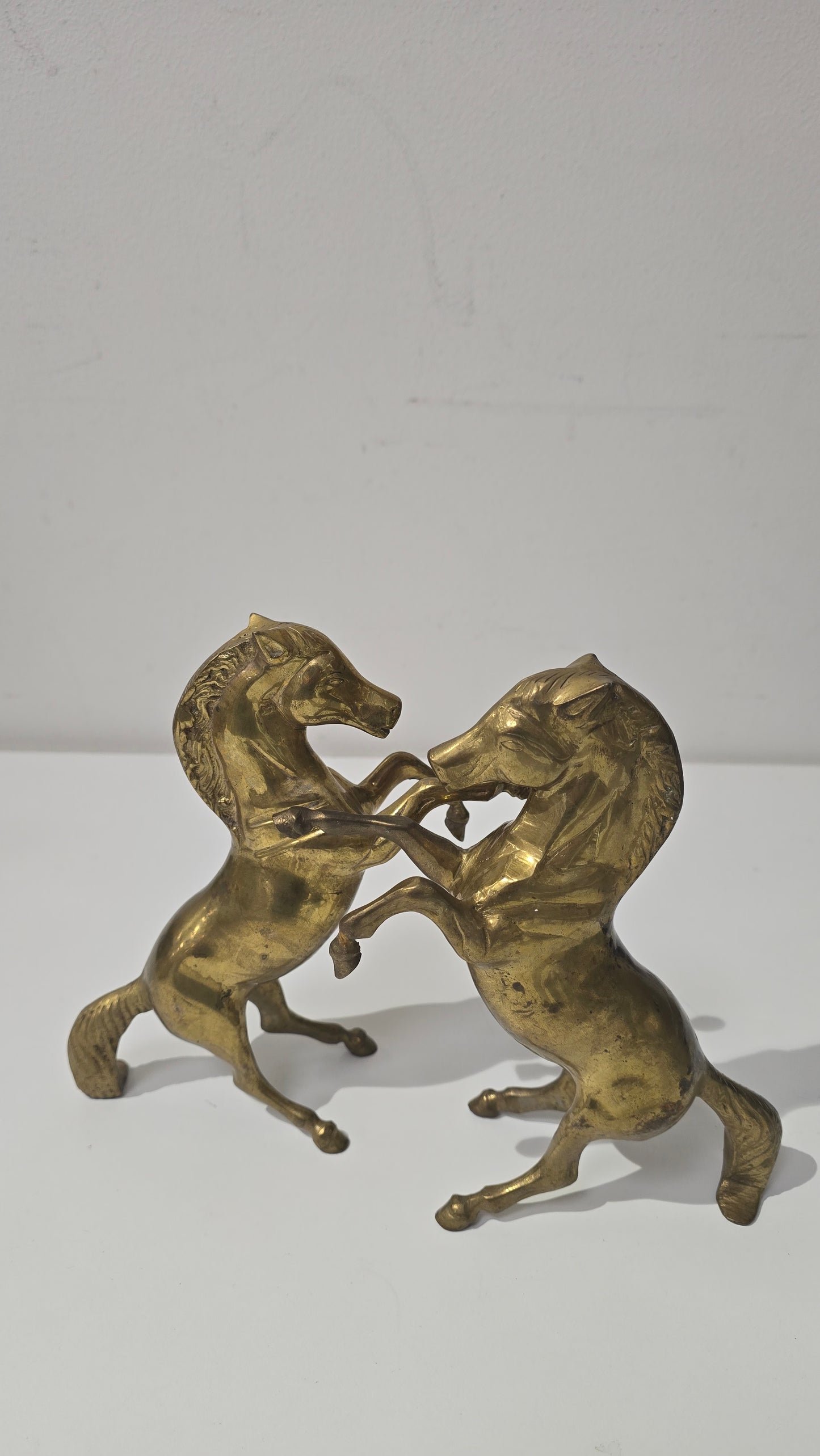 Pair of Brass rearing horse figurines