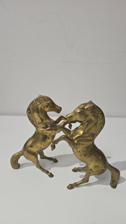 Pair of Brass rearing horse figurines