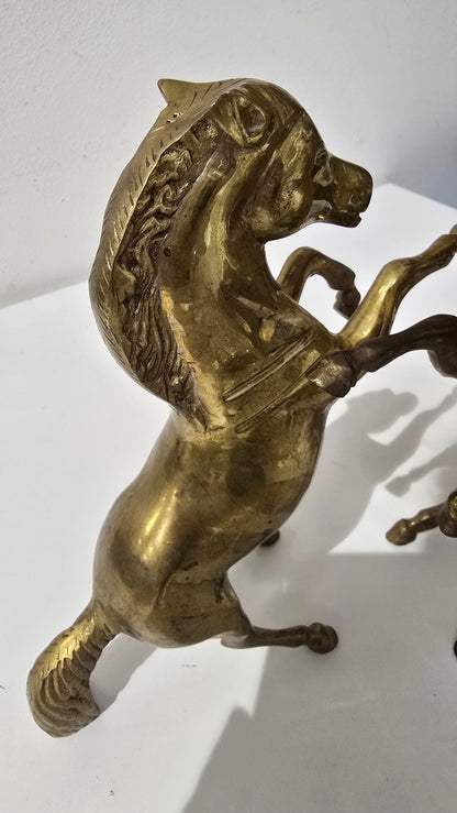 Pair of Brass rearing horse figurines