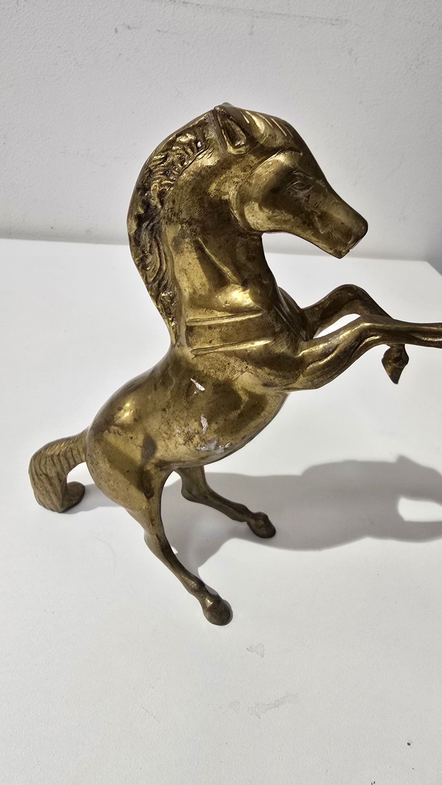Pair of Brass rearing horse figurines