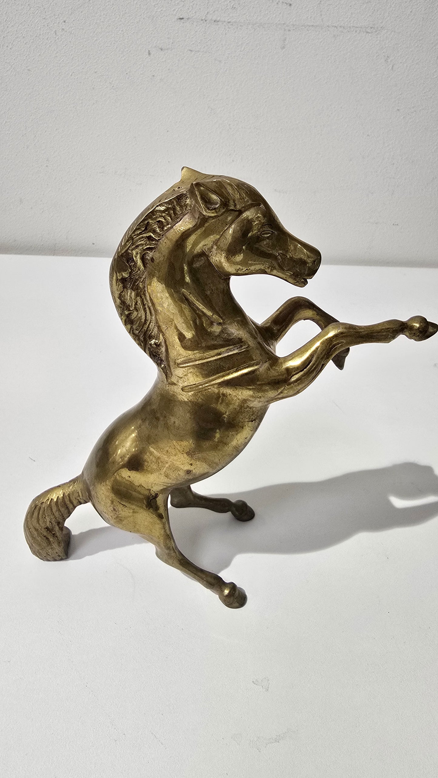 Pair of Brass rearing horse figurines
