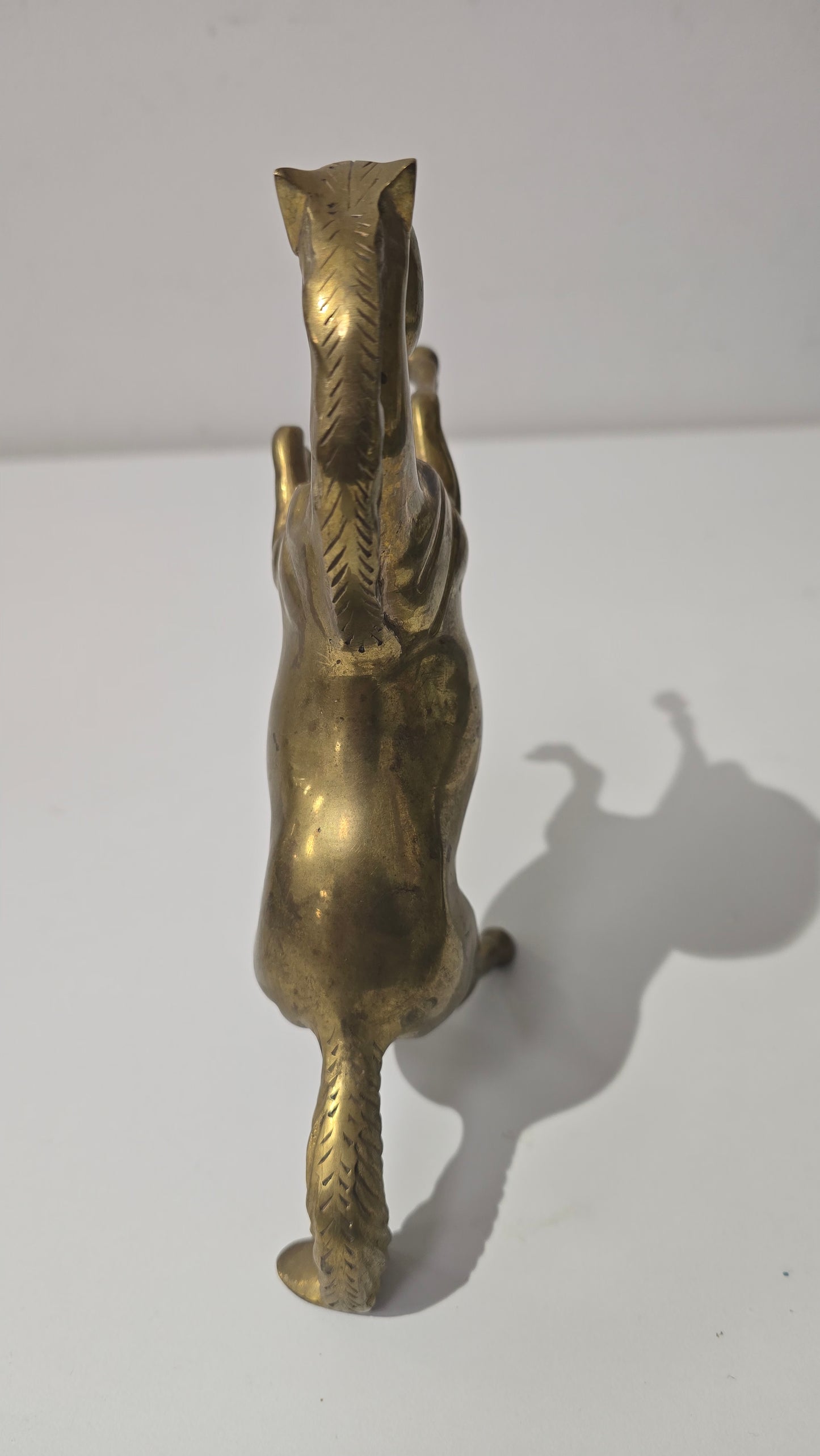 Pair of Brass rearing horse figurines