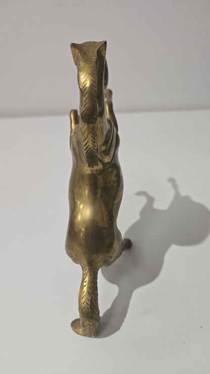 Pair of Brass rearing horse figurines