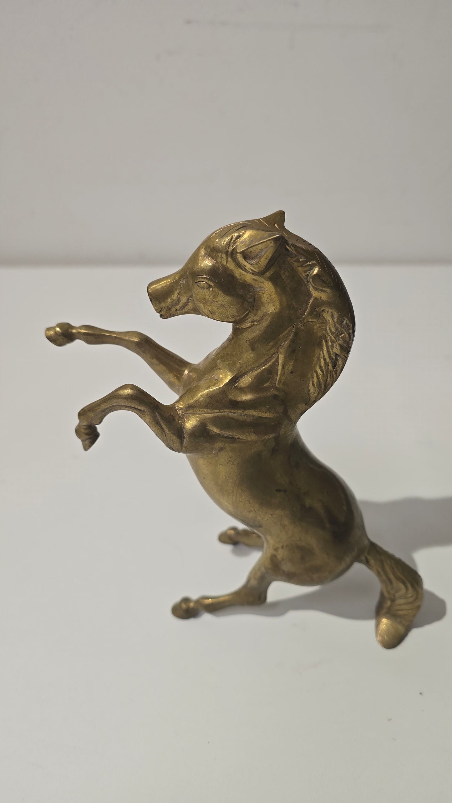 Pair of Brass rearing horse figurines