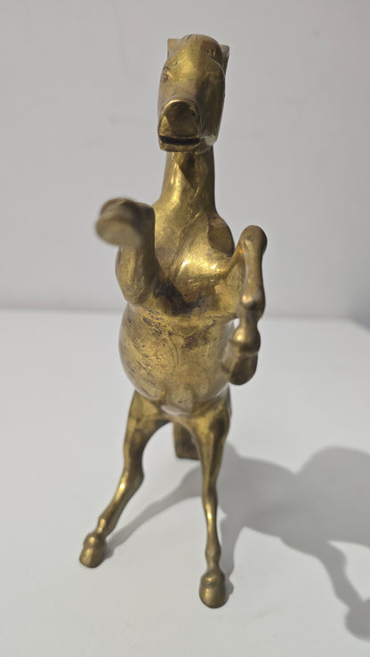 Pair of Brass rearing horse figurines