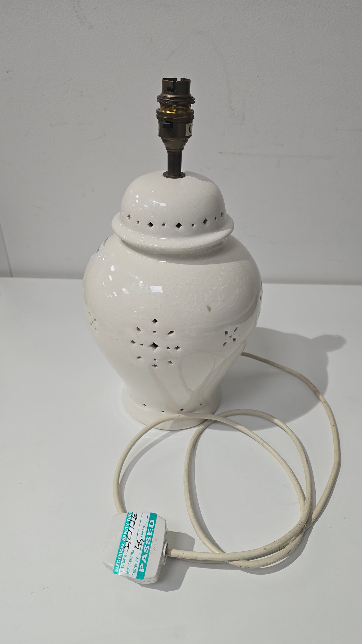 Vintage Laura Ashley White Ginger Jar Lamp Base