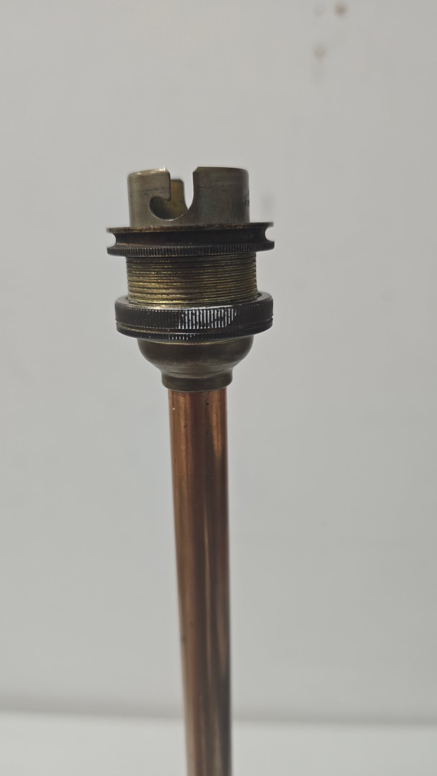 1960s Mid Century Scandinavian Twisted Teak and Brass Lamp with Red Shade(free)