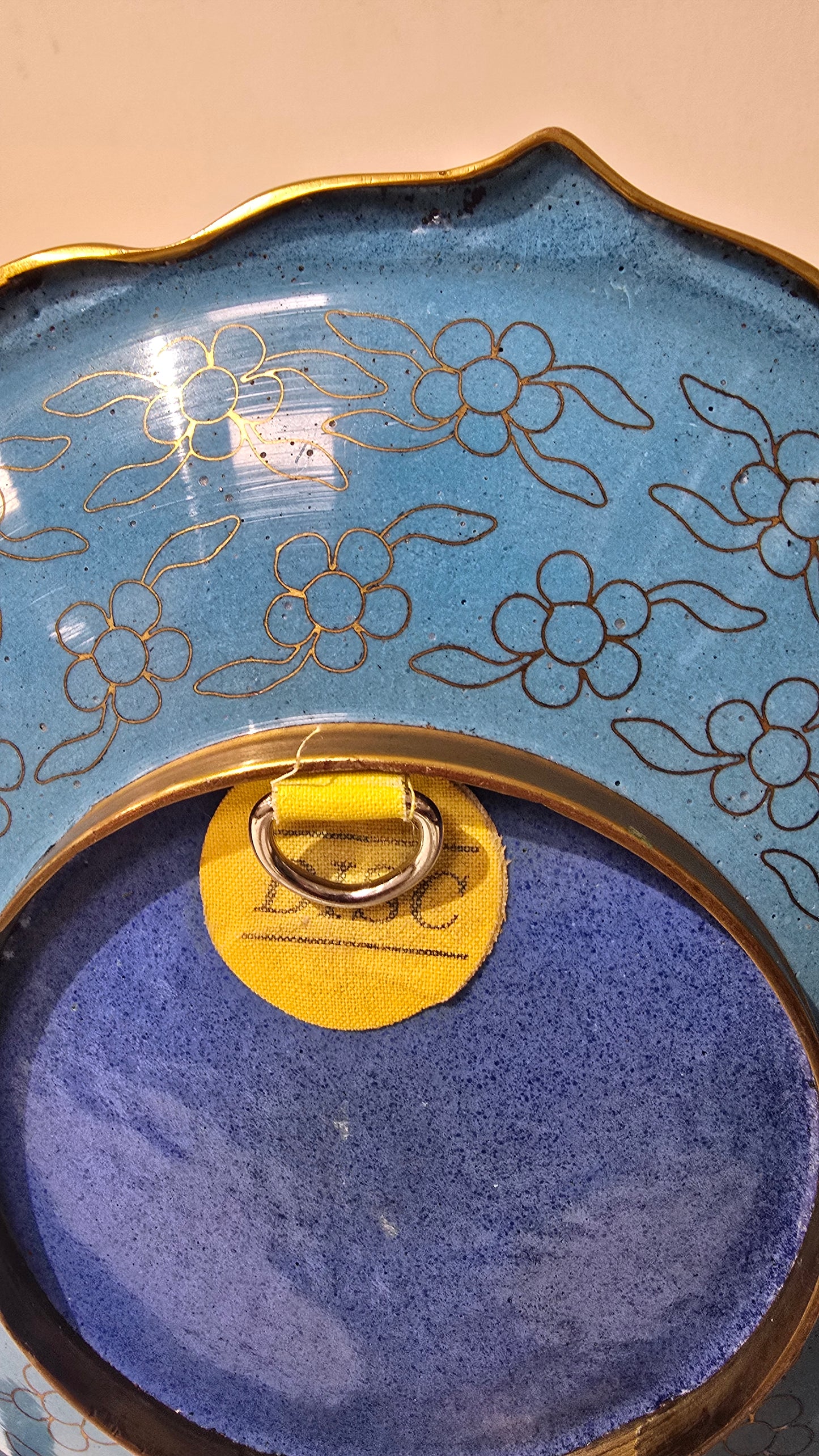 Vintage Cloisonne Plate with Cranes and Cherry Blossoms