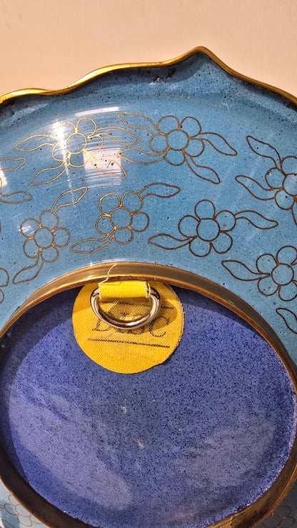 Vintage Cloisonne Plate with Cranes and Cherry Blossoms