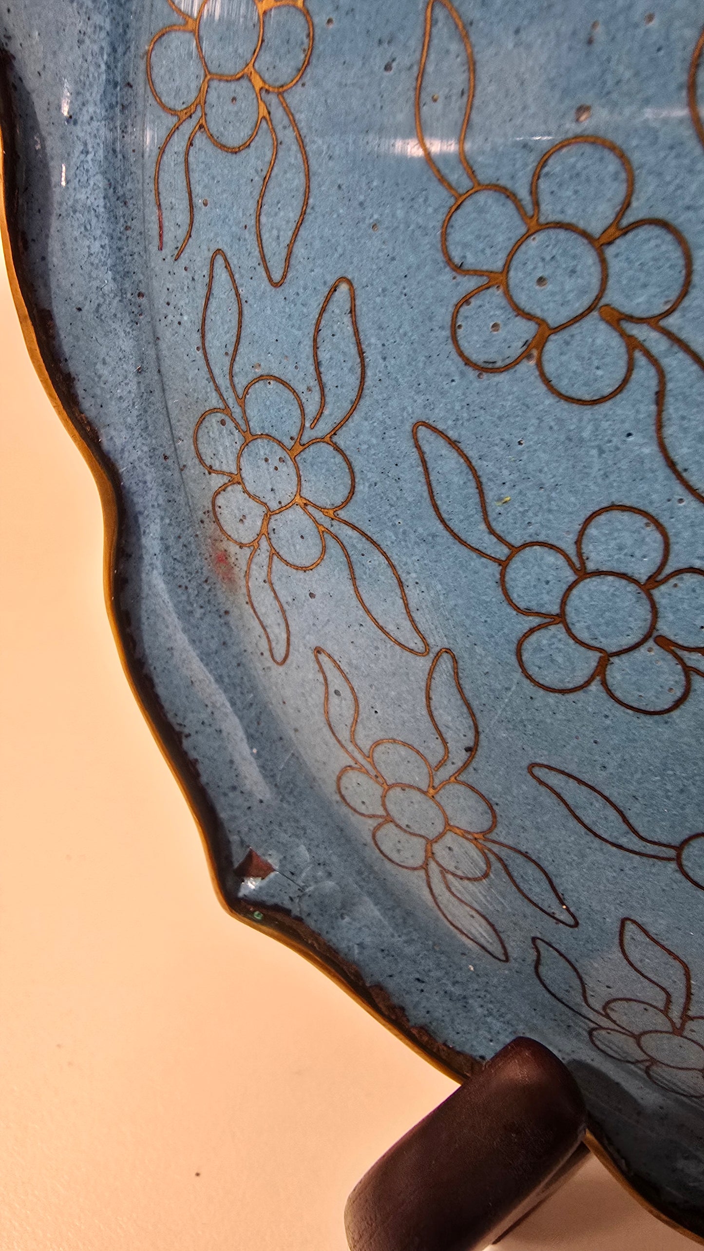 Vintage Cloisonne Plate with Cranes and Cherry Blossoms