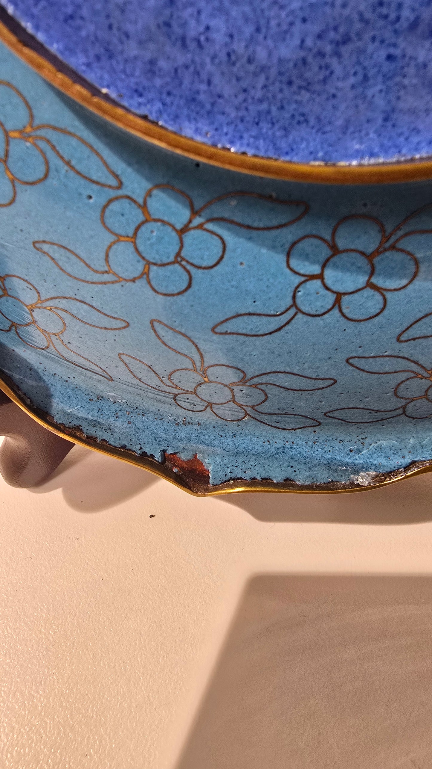 Vintage Cloisonne Plate with Cranes and Cherry Blossoms