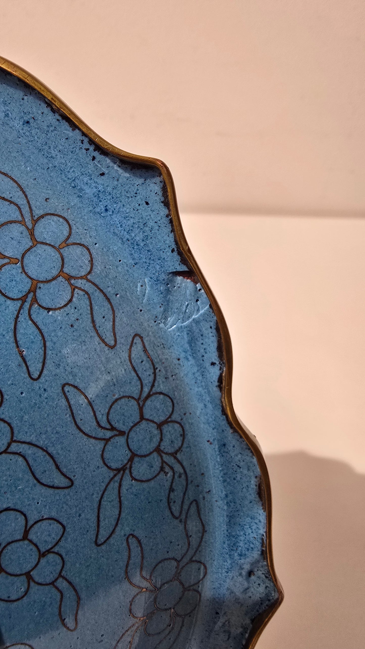Vintage Cloisonne Plate with Cranes and Cherry Blossoms