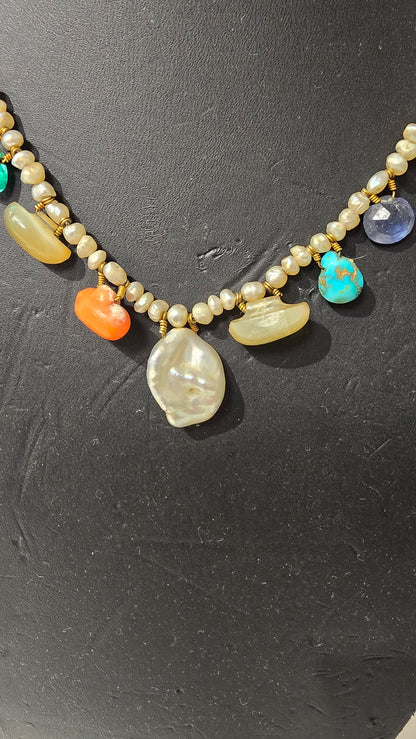 Unbranded pearl and semi precious stones necklace