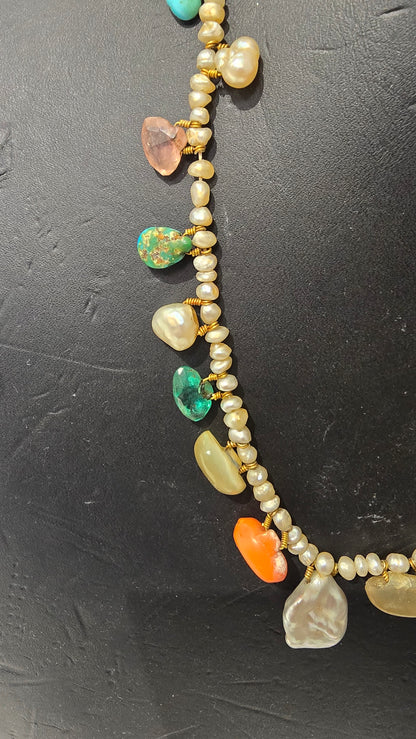 Unbranded pearl and semi precious stones necklace