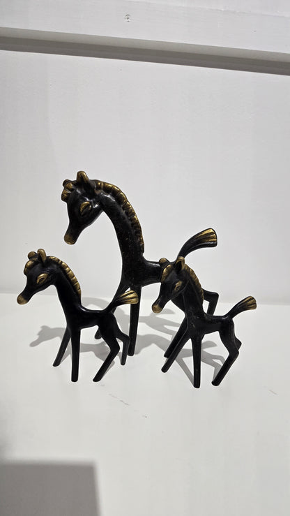 Vintage Walter Bosse Hertha Baller Brass Horse Figurine Set of 3