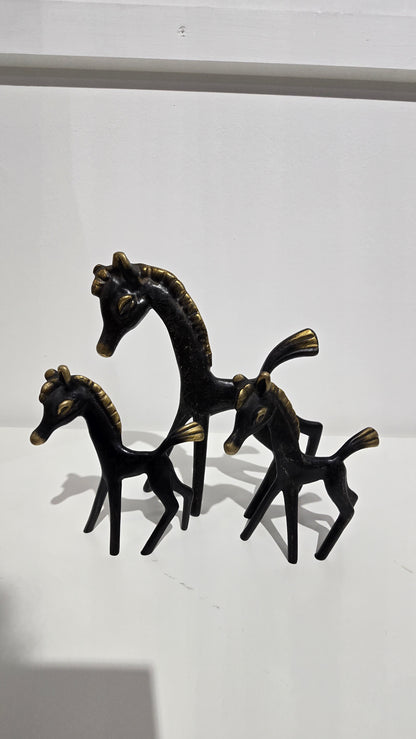 Vintage Walter Bosse Hertha Baller Brass Horse Figurine Set of 3
