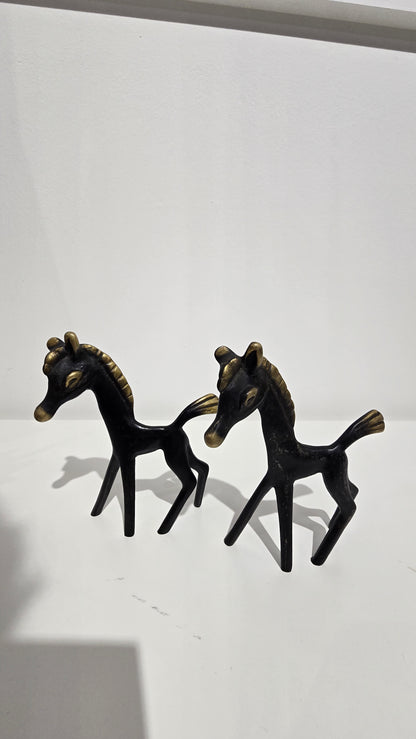 Vintage Walter Bosse Hertha Baller Brass Horse Figurine Set of 3