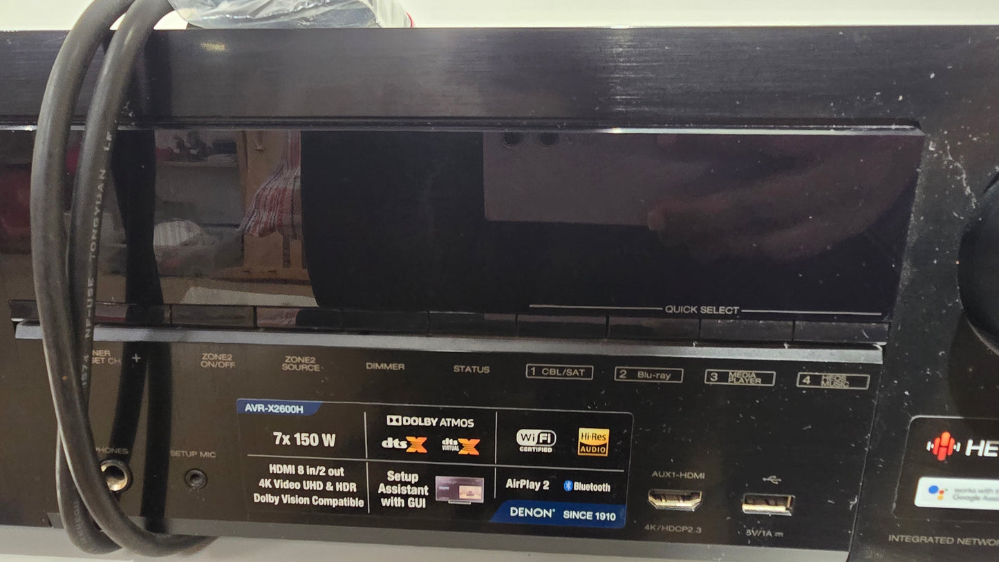 Denon AVR-X2600H 7.2 Channel 4K Ultra HD AV Receiver Dolby Atmos HEOS Black