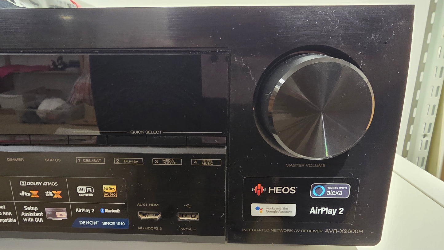 Denon AVR-X2600H 7.2 Channel 4K Ultra HD AV Receiver Dolby Atmos HEOS Black